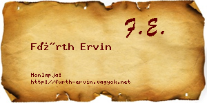 Fürth Ervin névjegykártya